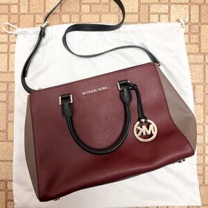 Michael Kors Red and Brown Satchel and Red Wristlet
